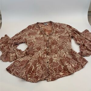 Women’s Small Boho beachy festival Coachella Nostalgia Brownish Red Blouse